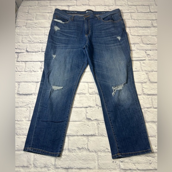 STYLUS Women's Classic Blue Cropped Boyfriend Jeans - Picture 1 of 10